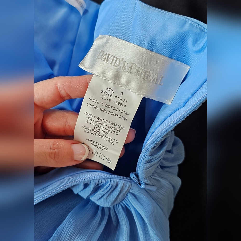 David's Bridal Bridesmaid‎ Women's Dress Sz 6 Evening Formal Blue Bling Wedding - Picture 4 of 7